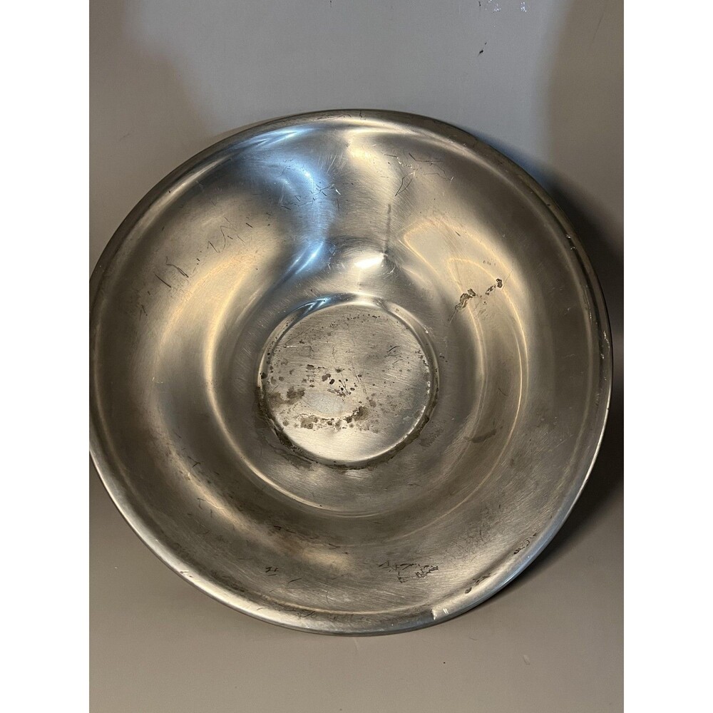 Vintage Woodbury Pewterers Large 13" Mixing Bowl Metalware Kitchen Primitive